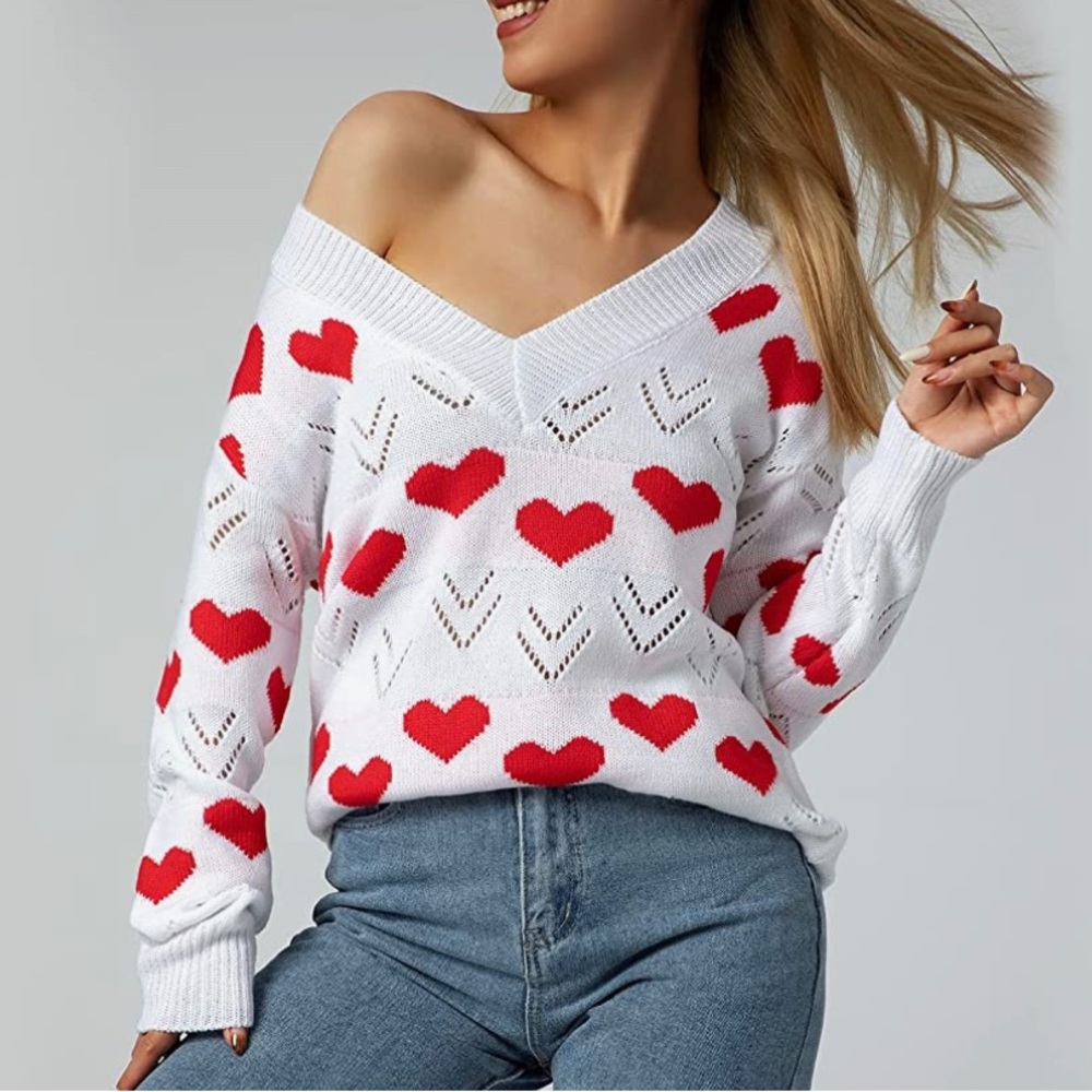 Valentine Heart Sweater Boutique White